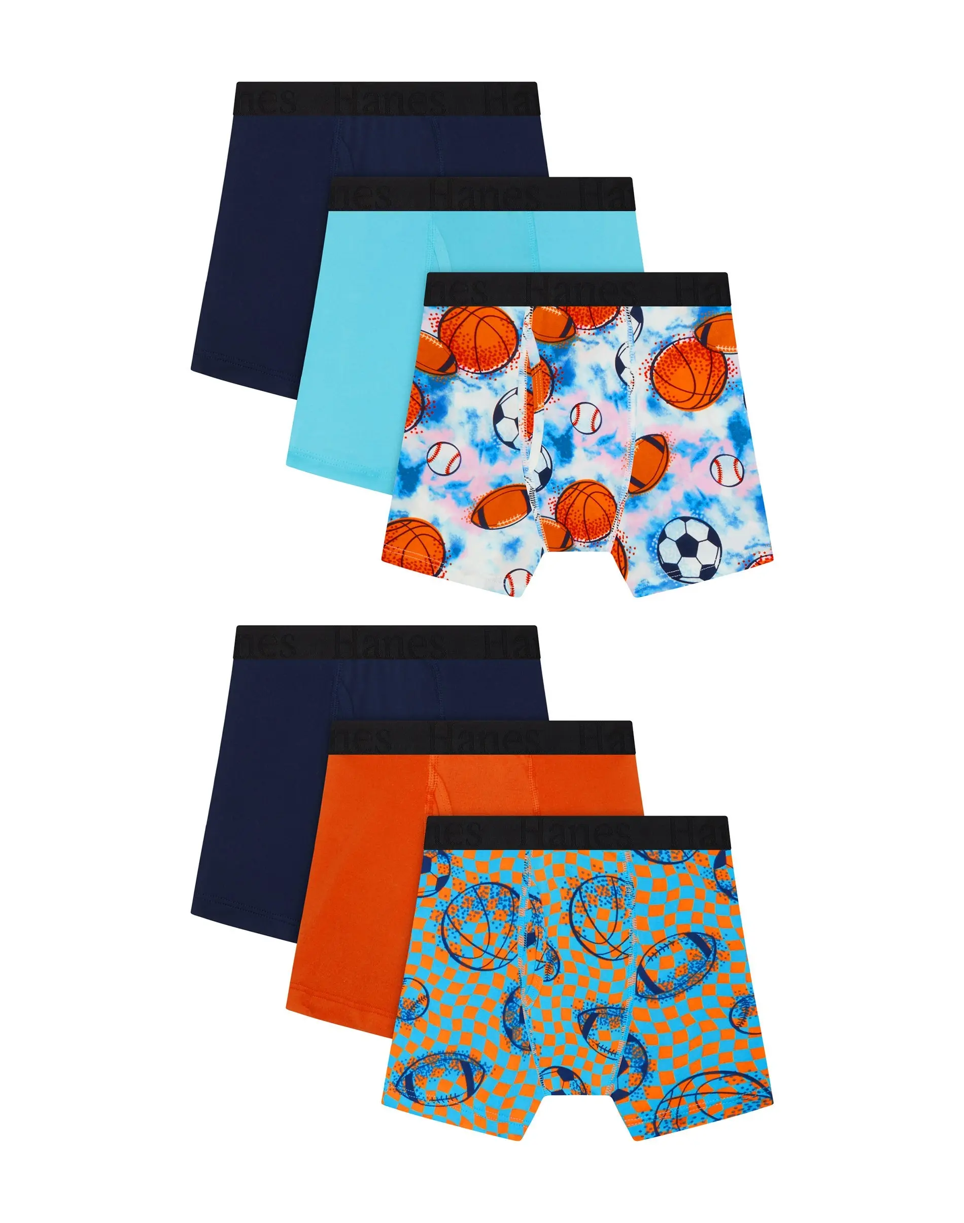 Hanes Originals SuperStretch Boys' Underwear Boxer Briefs Pack, 6-Pack, Lightweight Stretch, Theme Multipack