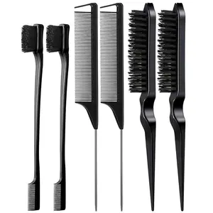 Hair Comb Set, 6 Counts/set Multifunctional Hair Styling Comb, Hair Gel Brush, Curling Brush, Professional Hair Styling Tools for Salon