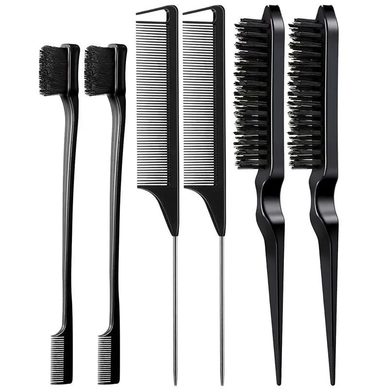 Hair Comb Set, 6 Counts/set Multifunctional Hair Styling Comb, Hair Care Comb, Hair Gel Brush, Curling Brush, Professional Hair Styling Tools for Salon