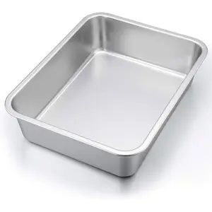 Lasagna Pan, Rectangular Cake Pan Roaster Pasta Baking Cookie Sheet Pans Stainless Steel, Heavy Duty & Durable, Oven & Dishwasher Safe, 12.7" L x 3.2" H