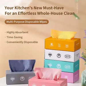 Disposable Kitchen Wipes 20 Sheets 7.9" x 7.9" Thickened Reusable Wet or Dry Cleaning Multifunctional Extractable Wipes Absorbs Water and Oil