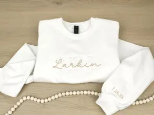 Custom Mr. and Mrs. Embroidered Sweatshirts, Personalized Wedding Gift, Honeymoon Matching Outfit, Mrs Last Name Top, Bride Pullover