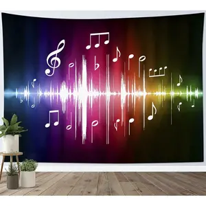 Music Tapestry Jumping Musical Notes Wall Hanging Hippie Wall Tapestries for Bedroom Living Room Dorm Party Wall Decor,60Wx40H inches