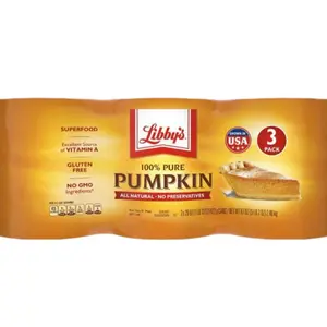 Libby's 100% Pure Pumpkin 29 oz 3 Pack Gluten Free No GMO All Natural Superfood with Vitamin A Snack Seed