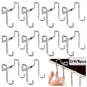 2/4/8pcs multifunctional double hook, suitable for door hooks in cabinets, dormitories, bathrooms and kitchens - easy to install