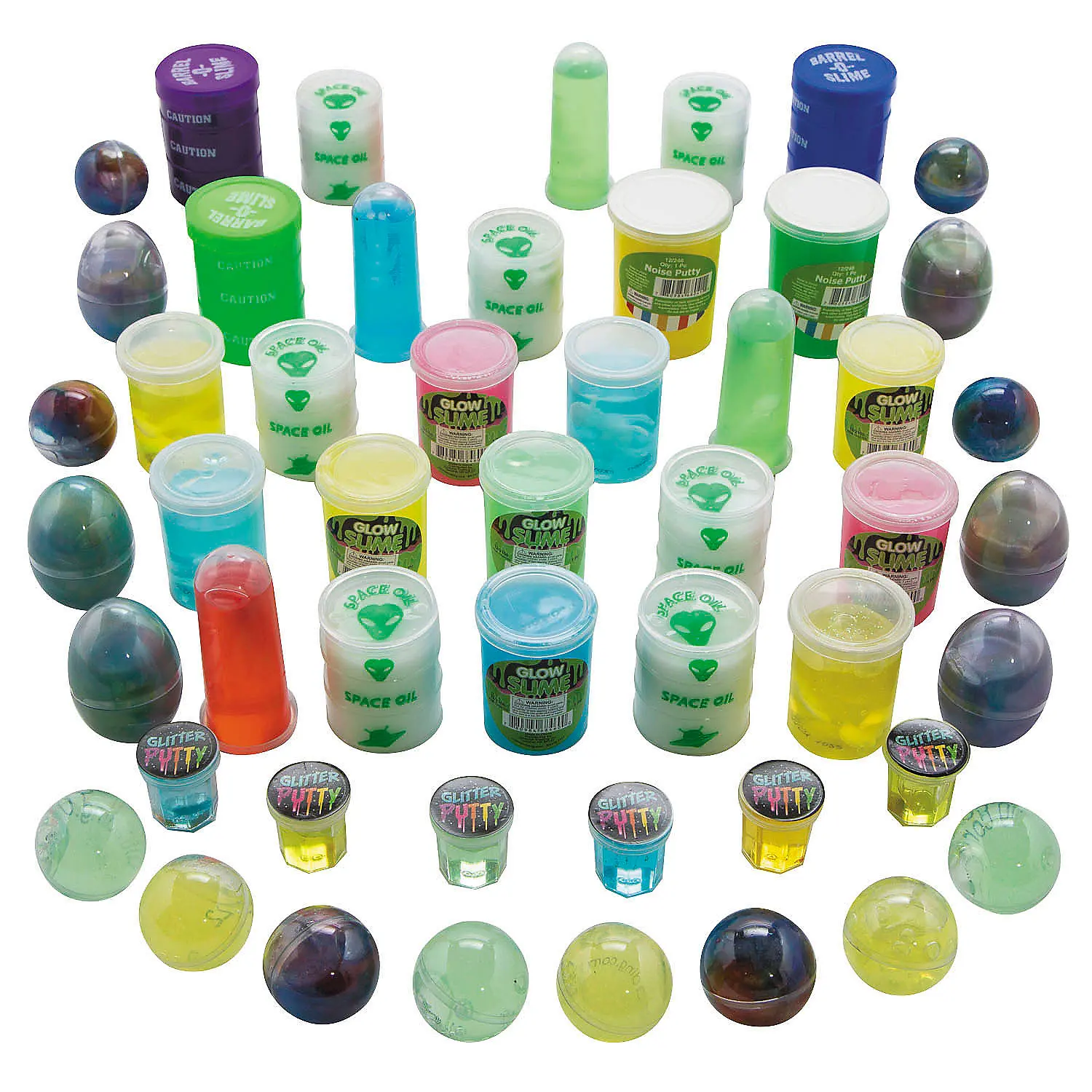 Oriental Trading Unisex 50-Piece Mess-Free Play Putty Assortment - Multicolor Varied Sizes Bulk Pack, Slime & Putty Mix, Kids' Collectibles, Home & Travel, Classroom Rewards, No Warning Applicable