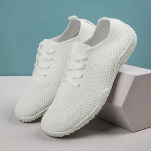 Women's Wide Toe Box Minimalist Barefoot Shoes Hands Free Slip On Sneakers Knit Zero Drop Sole Walking Shoes