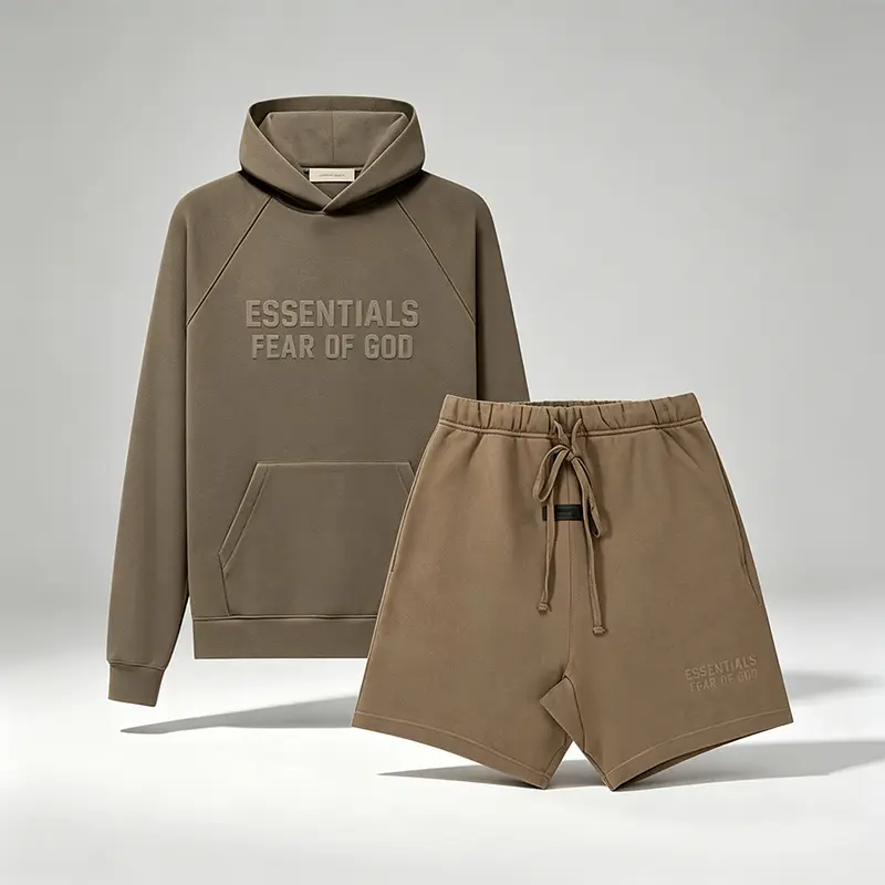 Fear of God Essentials Men‘s Hoodie & Shorts Set 'Wood'