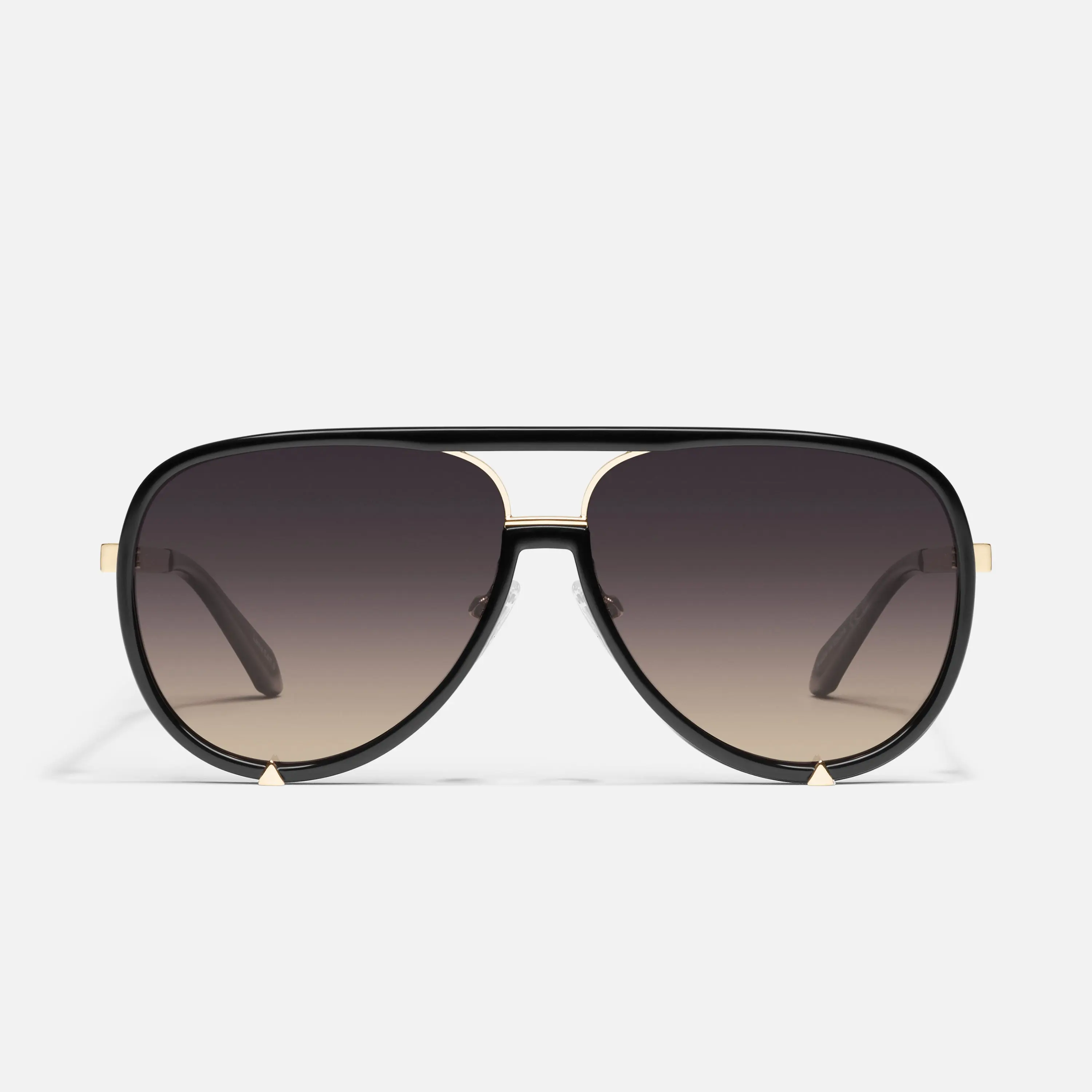 QUAY - HIGH PROFILE Aviator Sunglasses with Gold Metal Detailing & Adjustable Silicone Nose Pads Classic Style