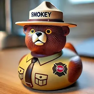 New Creative Resin Fire Bear Figure Duck Resin Statue Decorative Desk Decoration Gift Collection Item, Desktop Ornament, Collectible Figurine