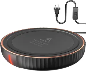 Large Candle Warmer Plate,Ideal Desk Cup Warmer for Coffee, Beverages, Milk &  (Black)