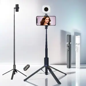 68 Inch Selfie Stick Tripod Standing Photo, Pop-Up Open Stand Extensible Cellphone Holder, Light, Automatic Floor Opening, Wireless Remote Control, Phone Accessories