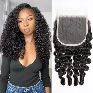 5x5 Lace Closure Burmese Curly Human Hair Closure Only HD Transparent Lace 15A Brazilian Virgin Human Hair Closure Free Part Pre Plucked Nautral Hairline