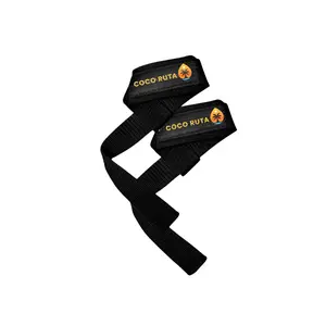 CocoRuta Lifting Wrist Straps for Weightlifting, Bodybuilding, Powerlifting, Strength Training, & Deadlifts - Padded Neoprene with 18 inch Cotton - Color (Black)