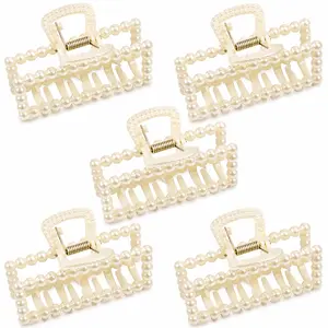 5 count Simulated  Hair Claw Clips for Women | Multi-Use Barrettes for Thin Hair with Non-Slip  Hold | Barrettes for Thick & Curly Hair Accessories | Flat Claw Clips for Women,