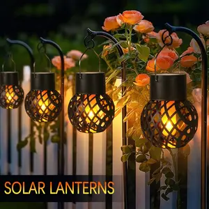 4/8pcs Outdoor Solar Lights with Real Flickering Flame, Hanging/standing, Balcony Patio Garden Decoration, Solar Flame Light, Waterproof Solar Light, Outdoor Decorative Light