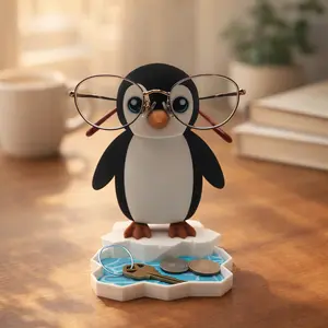 Penguin Eyeglass Stand & Accessory Tray | Cute Desk Decor & Gift Idea