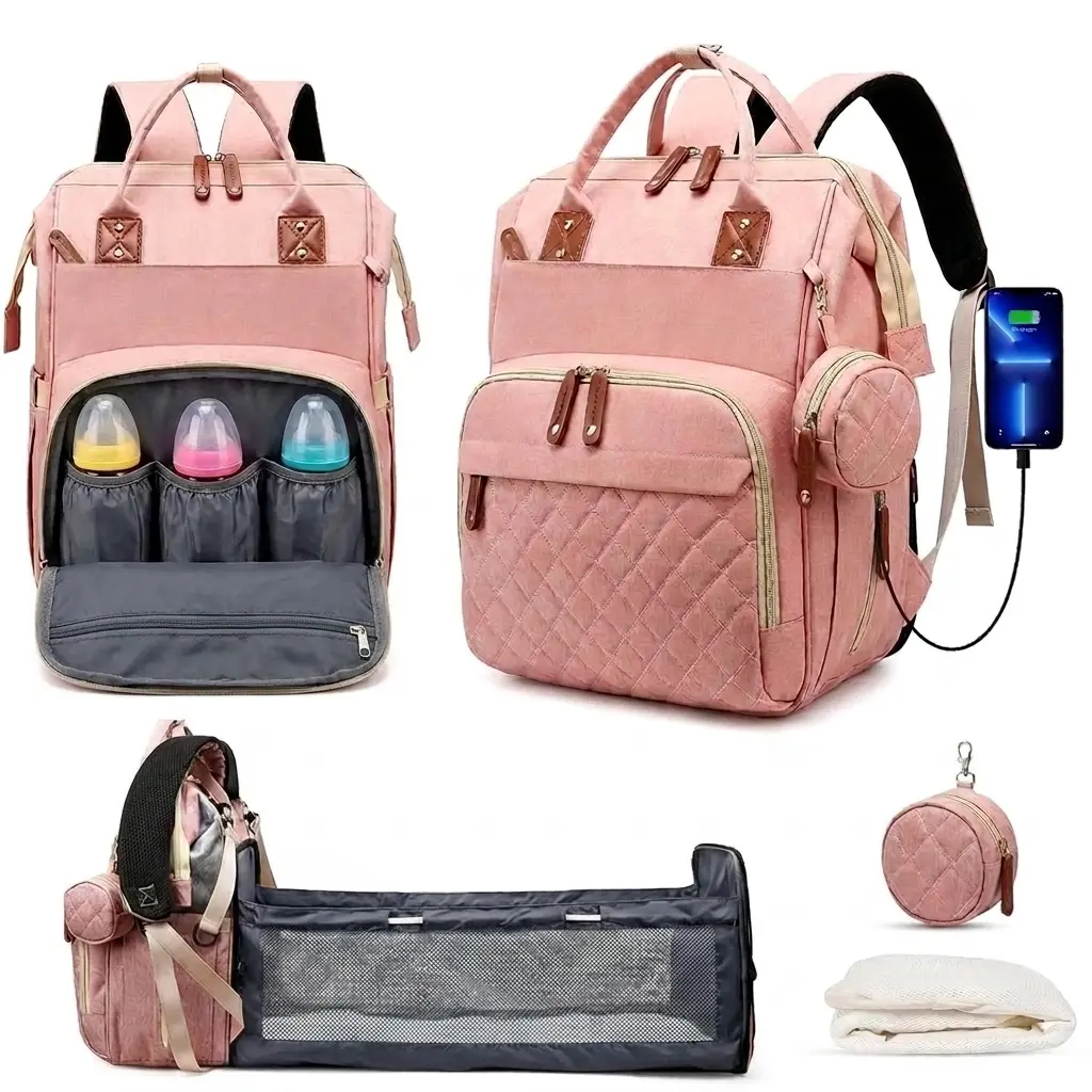 Baby Diaper Bag with Changing Station, Waterproof Diaper Bag Backpack for Moms Dads with USB Charging Port, Baby Shower Gifts, Large Capacity diaper backpack