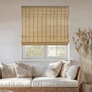 35"x64" Chicology Light Filtering Bamboo Roman Shade Deer Brown