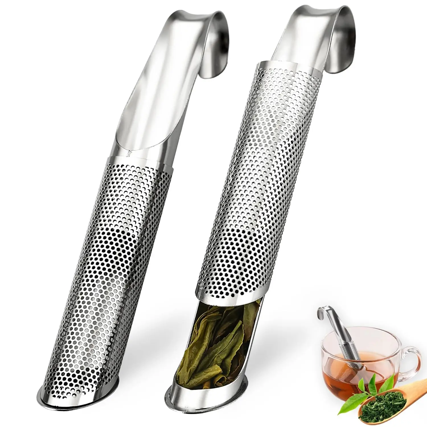 2Pcs Tea Infuser, Tea Diffusers for Loose Tea, Tea Infuser for Loose Tea Leaf, Coffee, Spices, Seasonings, Tea Accessories, Tea Infusers Pen with Hook, Tea Making Tool