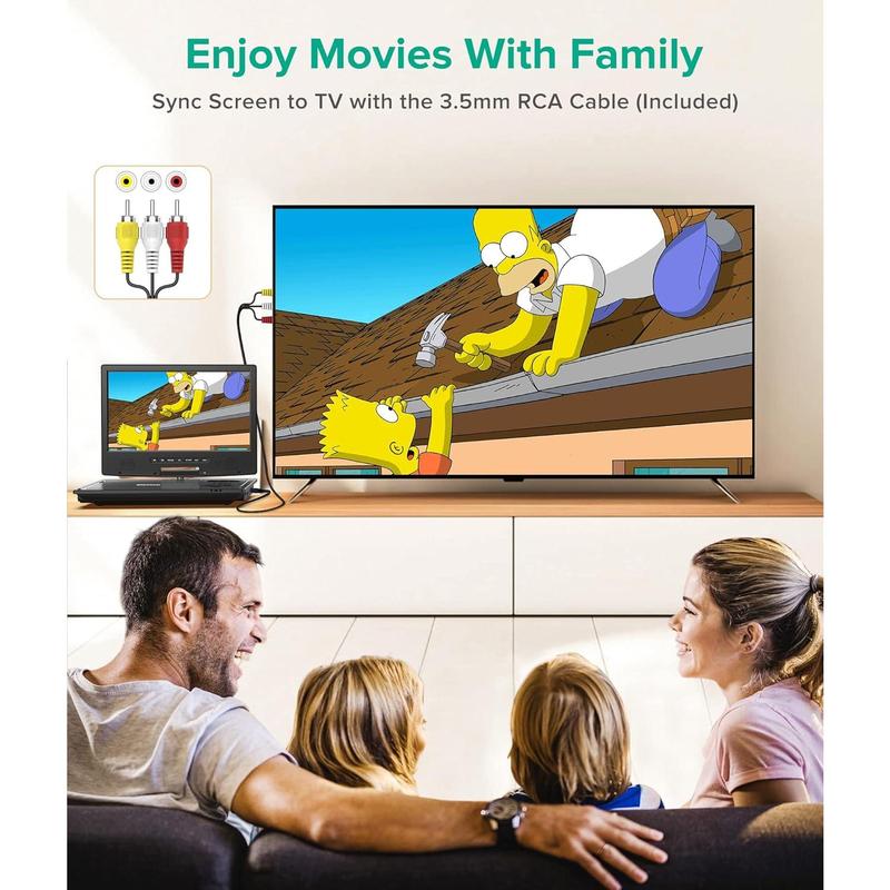 12.5" Portable DVD Player  Headrest Video Player with 10.5" Swivel Screen, 5-Hours Rechargeable ,  Headrest Holder, Dual Speakers, Support USB/SD Card/Sync TV, All Regions