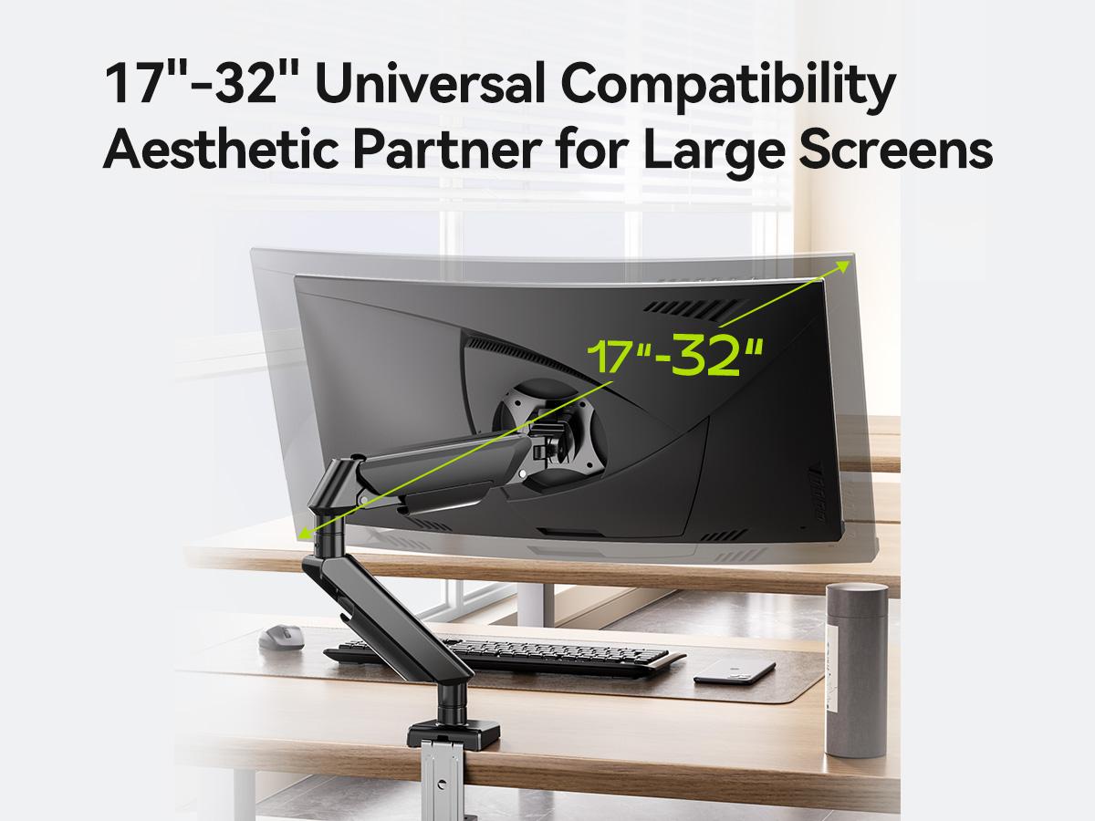 Monitor Stand for Desk, Adjustable Height Computer Monitor Riser, Aluminum Desktop Stand for Laptop, PC, iMac, Ergonomic Screen Stand, Space Saving