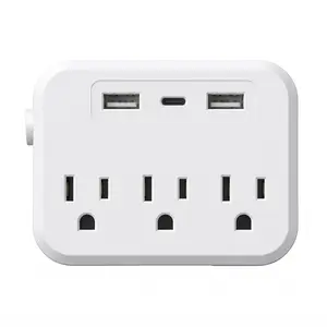 Cruise Approved Non-Surge Power Strip, 6-in-1 Outlet Extender with 3 AC Outlets, 2 USB Ports & 1 USB-C, 2500W Travel Power Adapter for Cruise Ship Use