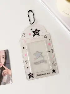 Transparent PVC Card Holder, Strawberry Clover Design, 3x4 Inch Photo Storage Display Hanger, Photocard Album, Inner Photo Keeper, Idol Fan Collection Accessory, Album Photocards