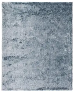 HomeRoots 510983 4 x 6 ft. Blue & Silver Shag Hand Tufted Handmade Rectangle Area Rug