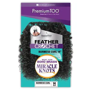 Sensationnel Premium Too Feather Crochet Braids Multi Length - BURMESE CURL 14/18/22" - Human Hair Blend