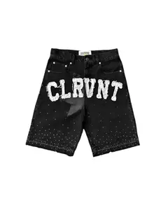 Y2k Street Fashion "CLVRNT" Jorts (Black)