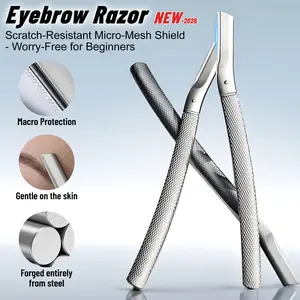 Pemangkas bulu badan aloi zink: Jaring makro 3D untuk perlindungan kulit, pemegang logam ergonomik, termasuk 10 bilah gantian.