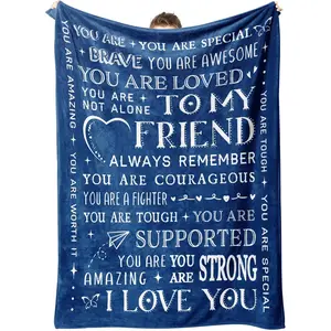 Best Friend Birthday Gifts for Women or Men, Inspirational Gifts Blanket for Friends, Friendship Gift for Women, Men, Besties, BFF, Soul Sisters, Friend Blanket for Graduation Christmas, Printed on One Side with a Plain White Back, Halloween Thanksgiving