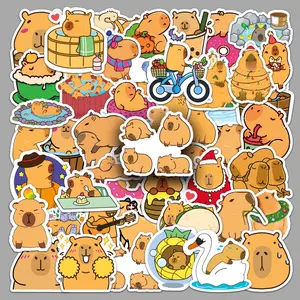 Capybara Stickers Cute Brown Stickers Waterproof Cartoon Animal Decals Nature Party Favors & Gifts for Adults Teens Girls Water Bottle Laptop Luggage Helmet Skateboard Motorcycle Guitar 50pcs