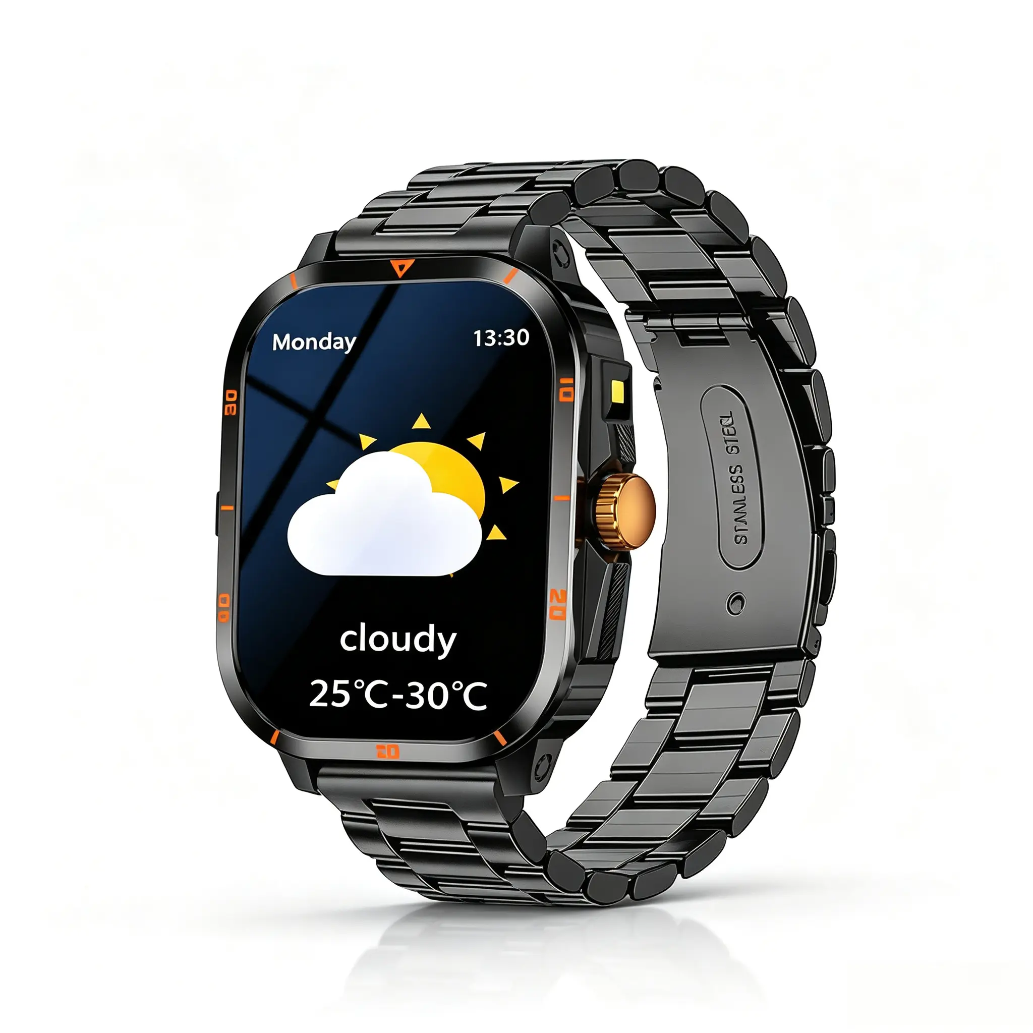 Smartwatch with wireless calling, real-time weather forecasts, camera and music controls, freely switchable workout modes, and a variety of watch faces (comes with a free silicone strap)