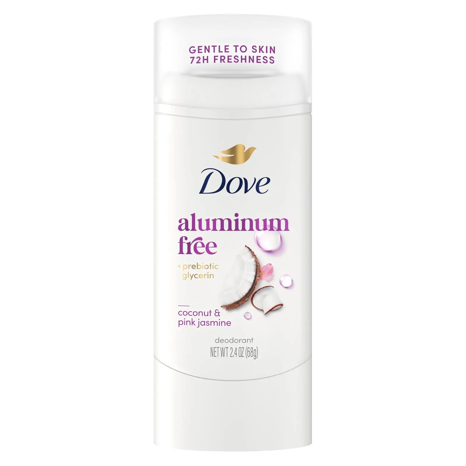 Dove Aluminum Free Deodorant Stick for Women, Coconut Pink Jasmine, 2.4 Oz | 72H Odor Protection, Coconut & Pink Jasmine