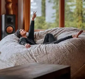 5FT Giant Bean Bag Lazy Sofa Beanbag Chair High-Rebound Memory Foam Flannel Cover Removable Furniture for Comfort