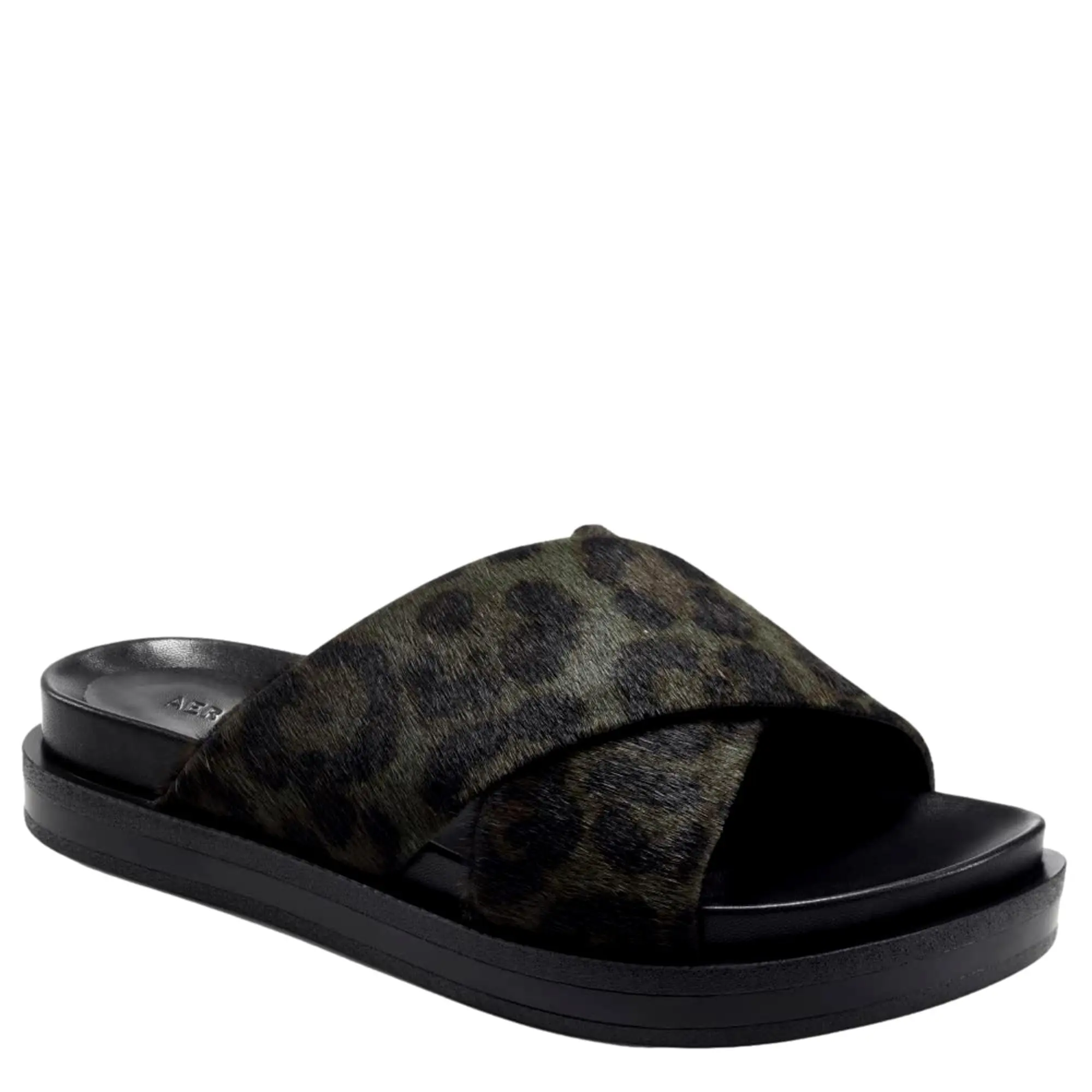 Aerosoles Linney Slide Sandal Leopard Green  LINNEY-649 Women's