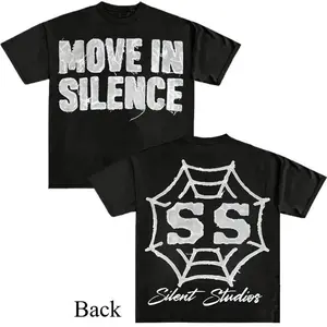 Slient Studios Move in Silence Letter Print T-shirt Men Women Soft Cotton Casual Short Sleeved Y2k Streetwear Trendy Sonder Design