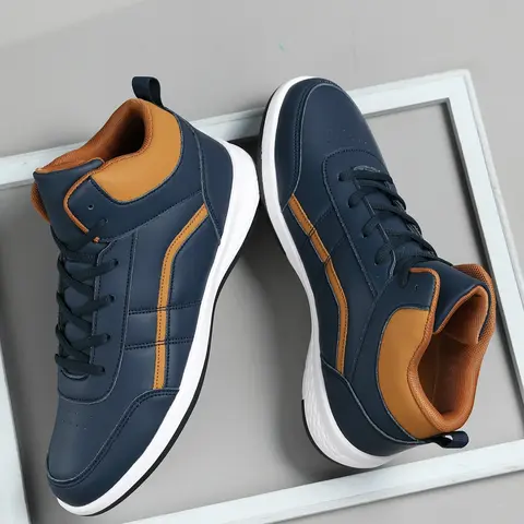 Men's High Top Lace Up Sneakers, Casual Sporty Outdoor Sports Shoes, Trainer Shoes, Breathable Comfortable Non-slip Sneakers for Daily Wear, Youth Fashion Shoes, Leisure Sport Shoes, Closed