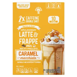 Ultra Premium Frappe Caramel Macchiato Latte Instant Mix – 10 Single-Serve Packs (Carton)