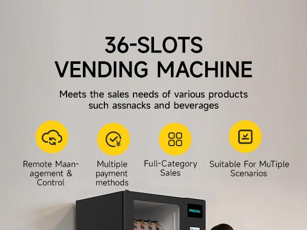 PACAU Commercial Vending Machine for Sale, Refrigerated Vending Machine Snacks and Drinks Combo with Credit Card & NFC Payment, Vending Machine for Home or Office