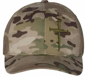 Jesus Christ Christian Christian Cross Cross Hat and Free Decal - Green Multicam Camo Flex Fit Hat