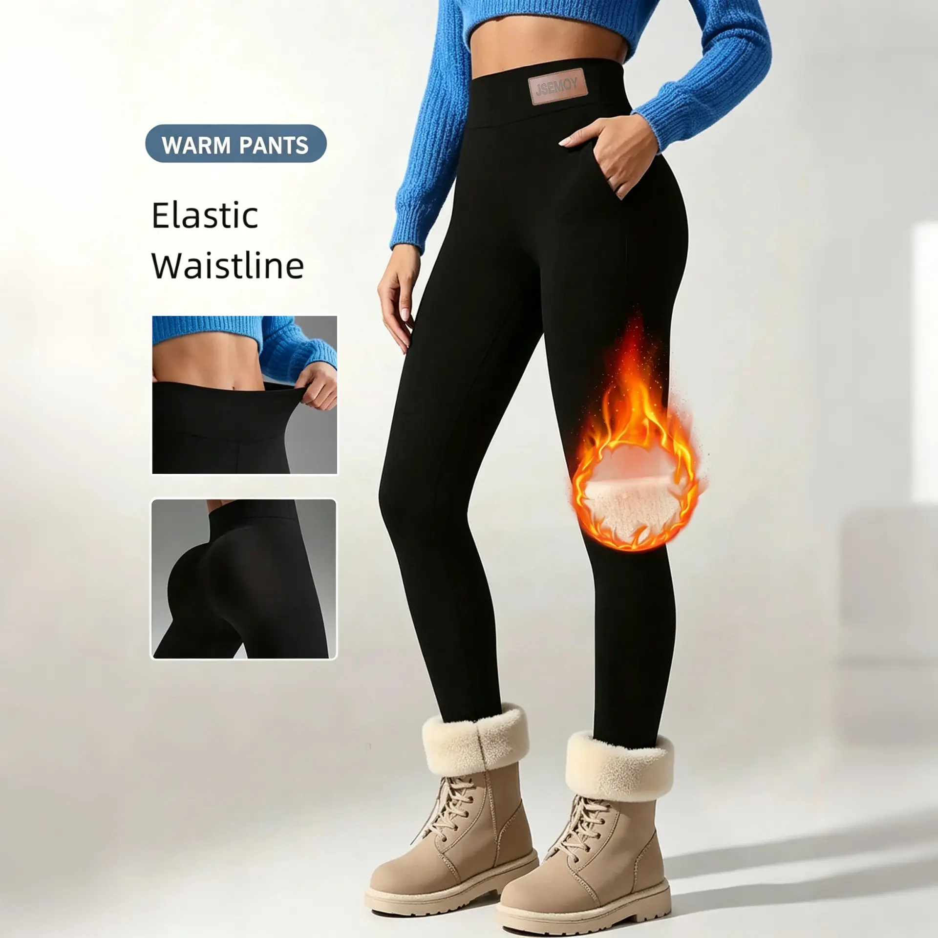 Casual Sherpa Fleece Lined Yoga Leggings Women Winter Warm Pants High   Waist Tummy Control Leggings  Stretchy Thick Thermal Tights Cold Weather cozy design
