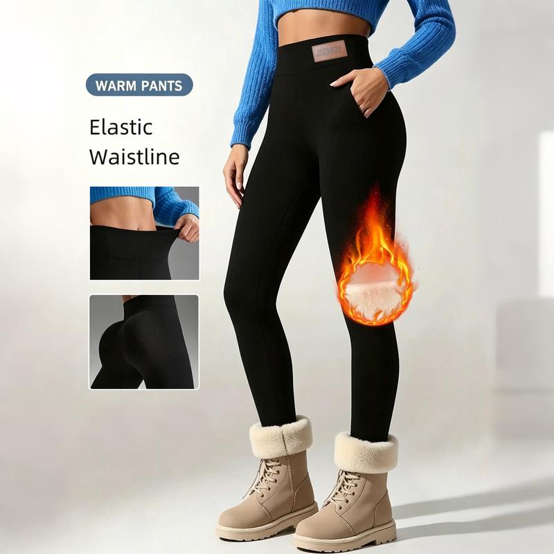 Women's High-Waist Sherpa Fleece-Lined Slim Yoga Sports Leggings - Elastic Thermal Tummy Hold Pants, Stretchy Thick Comfy Cold Weather Outdoor Gym Work Out Training Bottoms, Work Out Leggings
