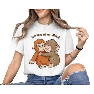 Punch Monkey Shirt, Cute Baby Monkey with Plush Toy Shirt, Emotional Gift for Animal Lovers