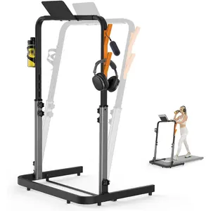 Walking Pad Handle Bar Attachment Only, Compatible with Walking Pads 22.4" Wide, Adjustable Treadmill Handrail with Phone/Cup Holder & Towel Hooks, Overbold , Easy Assembly, Black