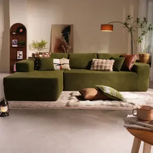 Boneless Modular Sectional Sofa, 3 Seater, Modern Style, High-Quality Corduroy & Velvet, Fully Assembled with Chaise