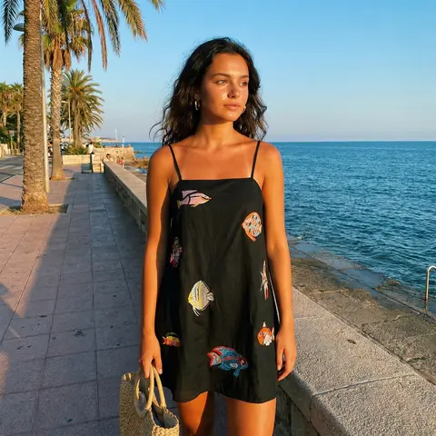 Women's Mini Dress Sleeveless Tank Dress Casual Sundress Print Beach Dress