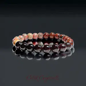 Red Garnet Leopard Jasper Red Obsidian Bracelet Unisex Natural Stones - Stability, Grounding, Determination